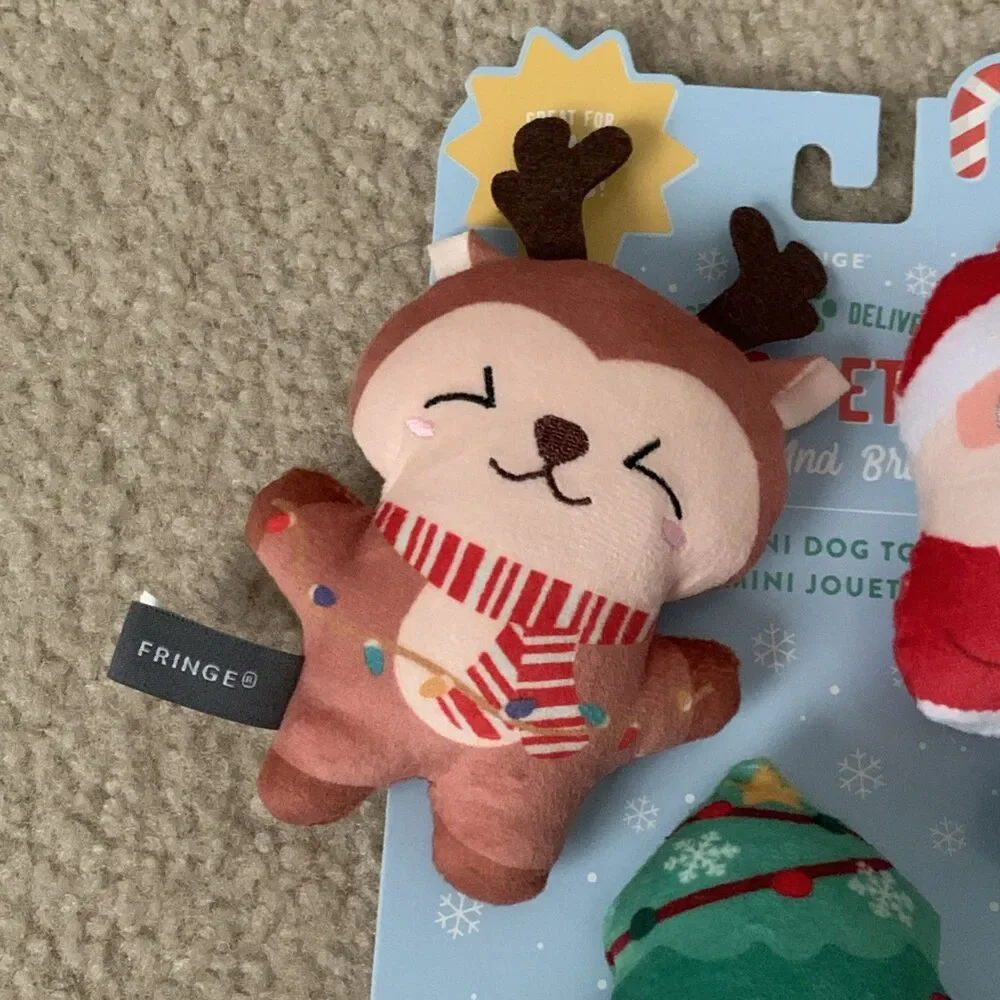 Fringe Santa's Pet Shop Merry and Bright Christmas 3 Pack Mini Dog Toy Set Small - Picture 2 of 6